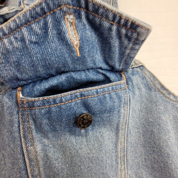 Vintage Denim Vest Womens L Blue Faded Button up w pockets by ABE Jeans - Picture 12 of 14